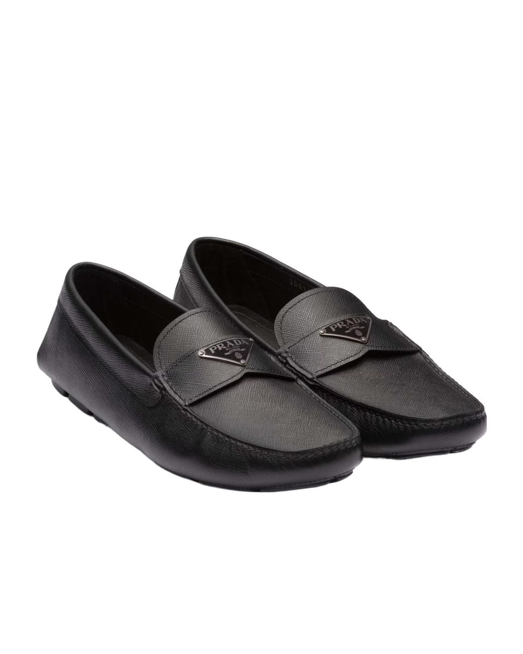 Prada Black Triangle-Logo Loafers for men