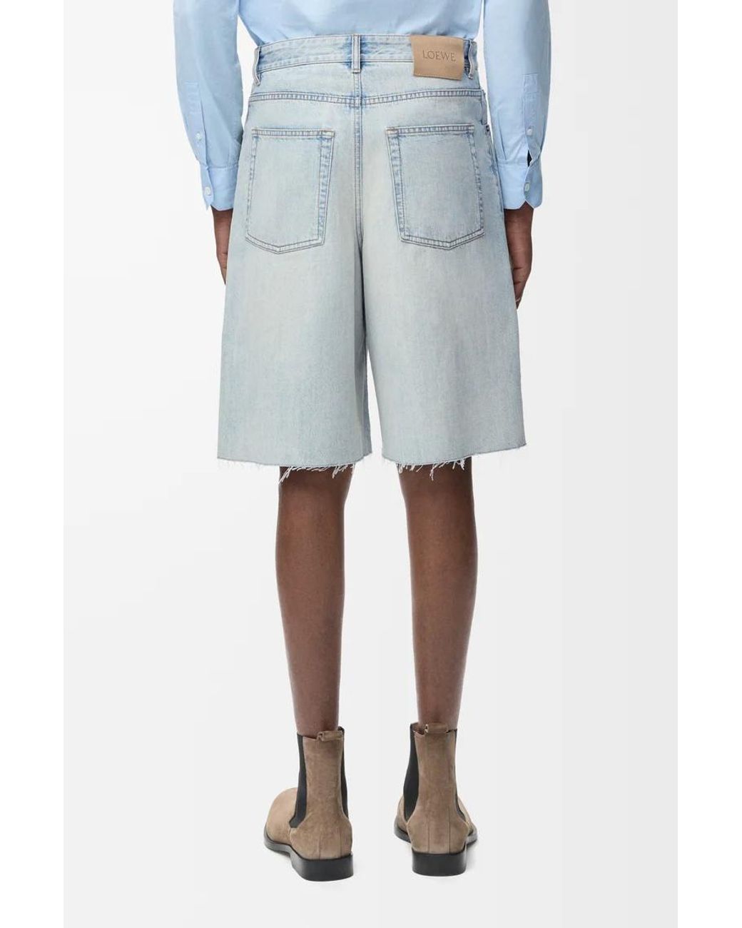 Loewe Blue Raw Hem Denim Bermuda Shorts for men