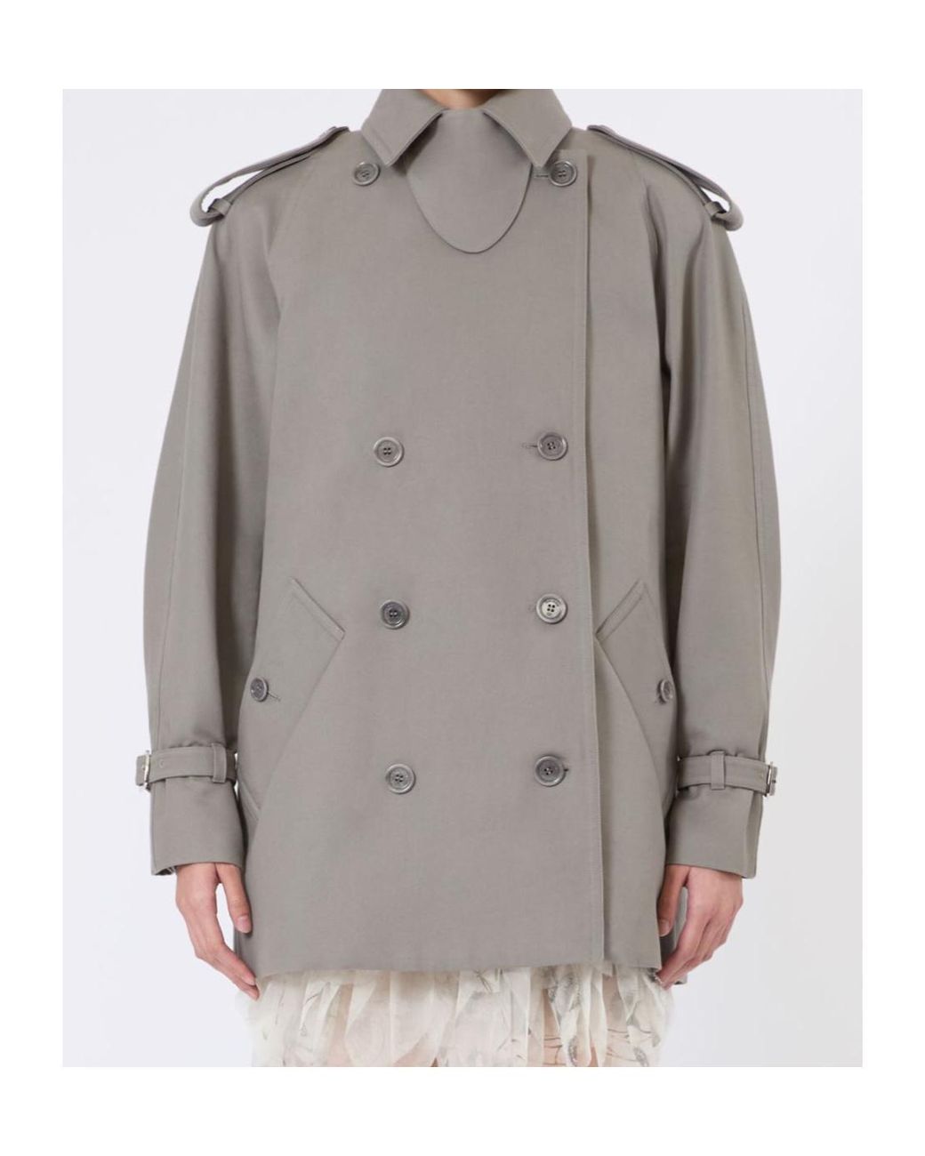 Max Mara Gray Double-Breasted Belted Coat