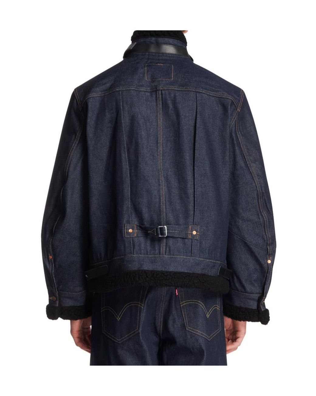 Sacai Blue Levi's X Denim Sherpa Jacket for men
