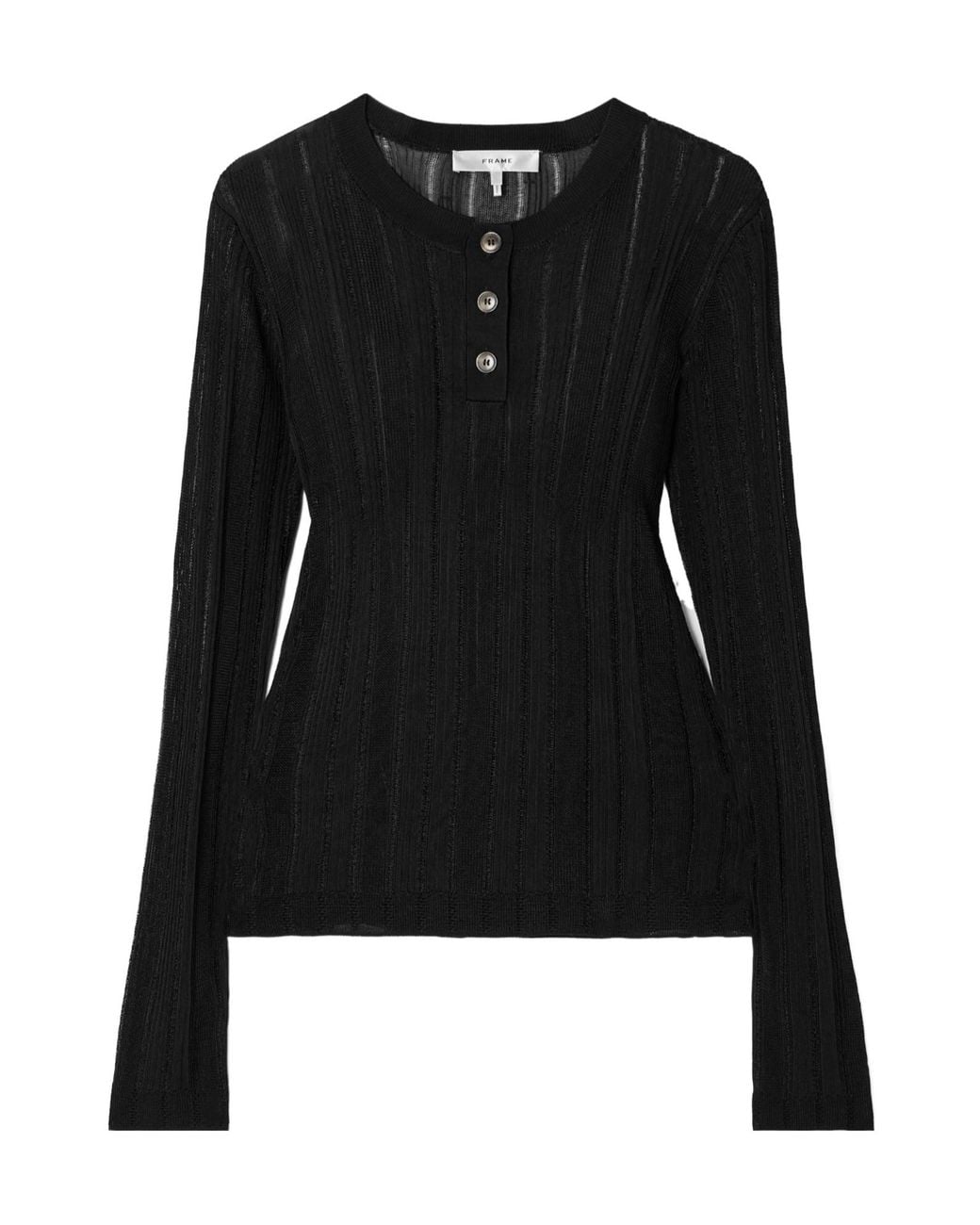 FRAME Black Button-Front Sweater