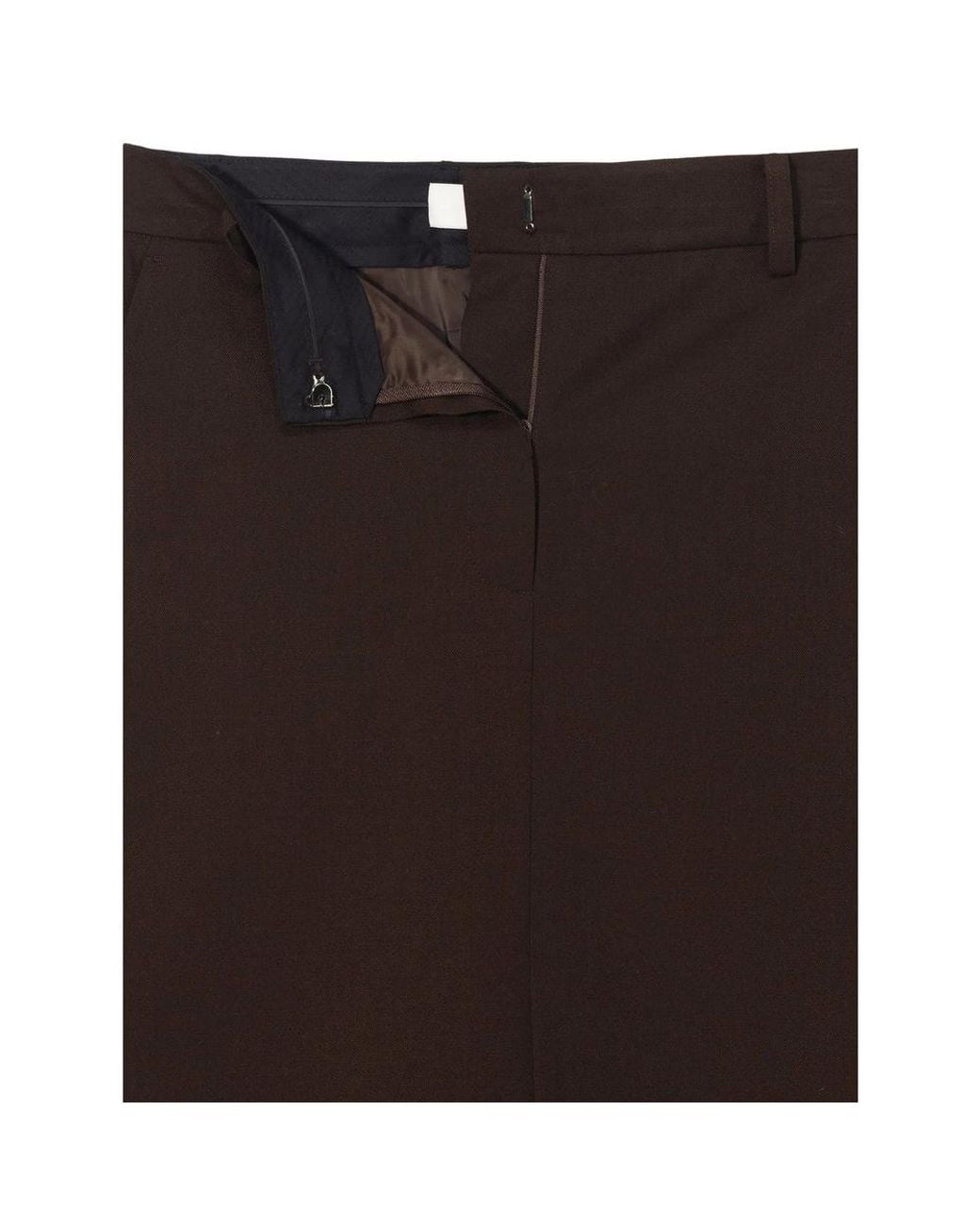 DUNST Brown Pinstripe Column Midi Skirt