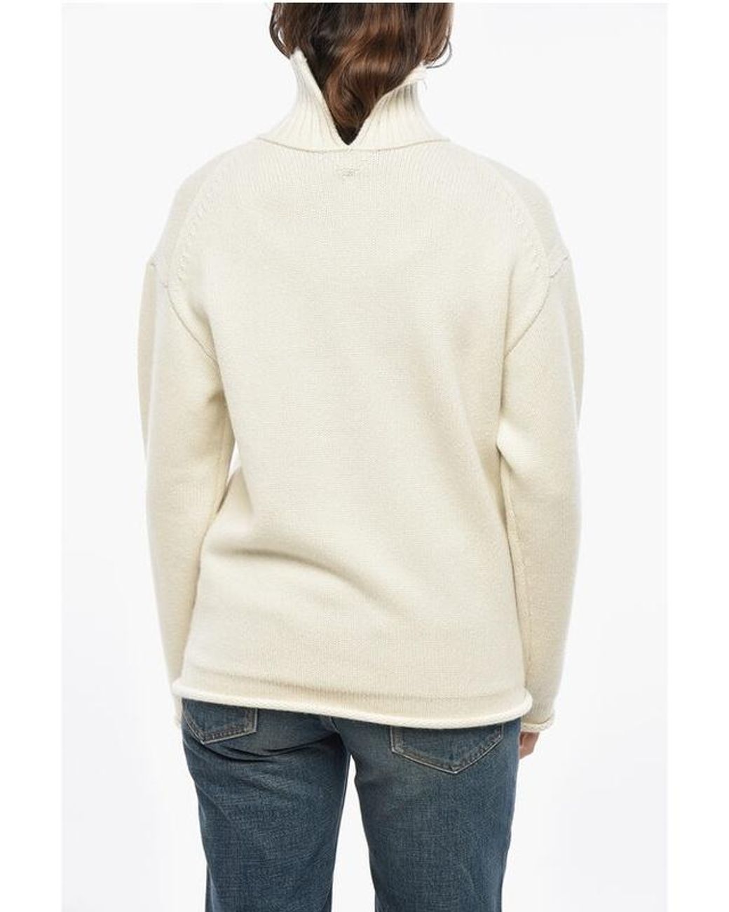 Bottega Veneta White High Neck Knitted Jumper