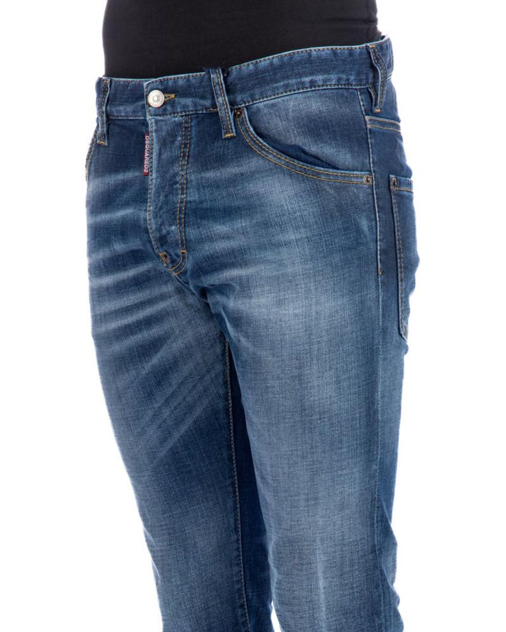 DSquared² Blue Logo Patch Distressed Slim-Fit Jeans for men