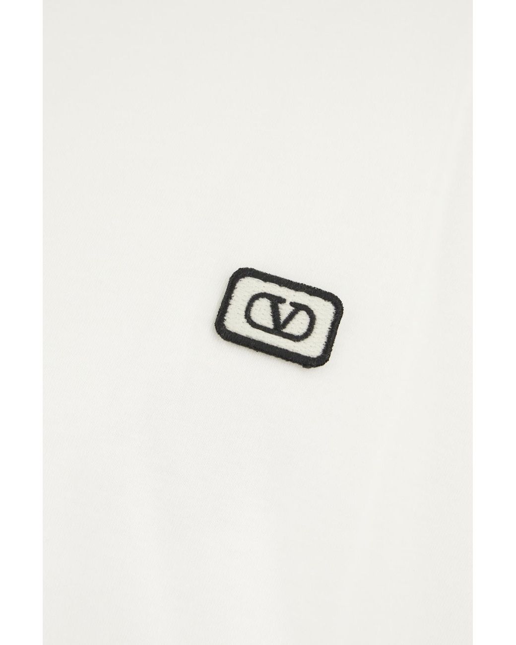 Valentino White Vlogo Embroidered Crewneck T-Shirt for men