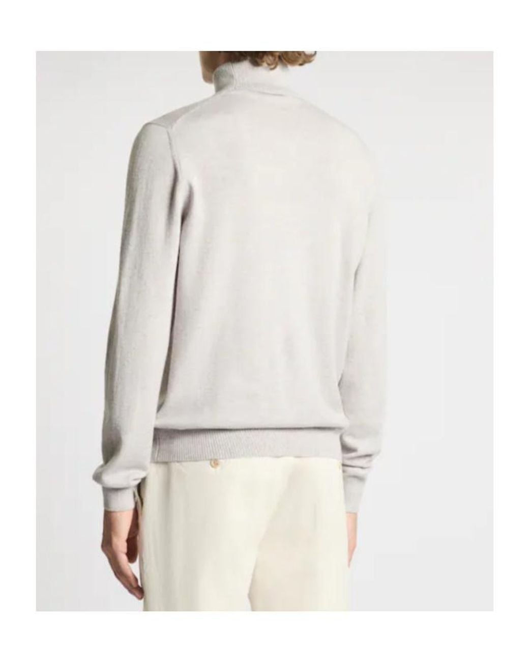 Fay White Ribbed Turtleneck Knitted Sweater for men