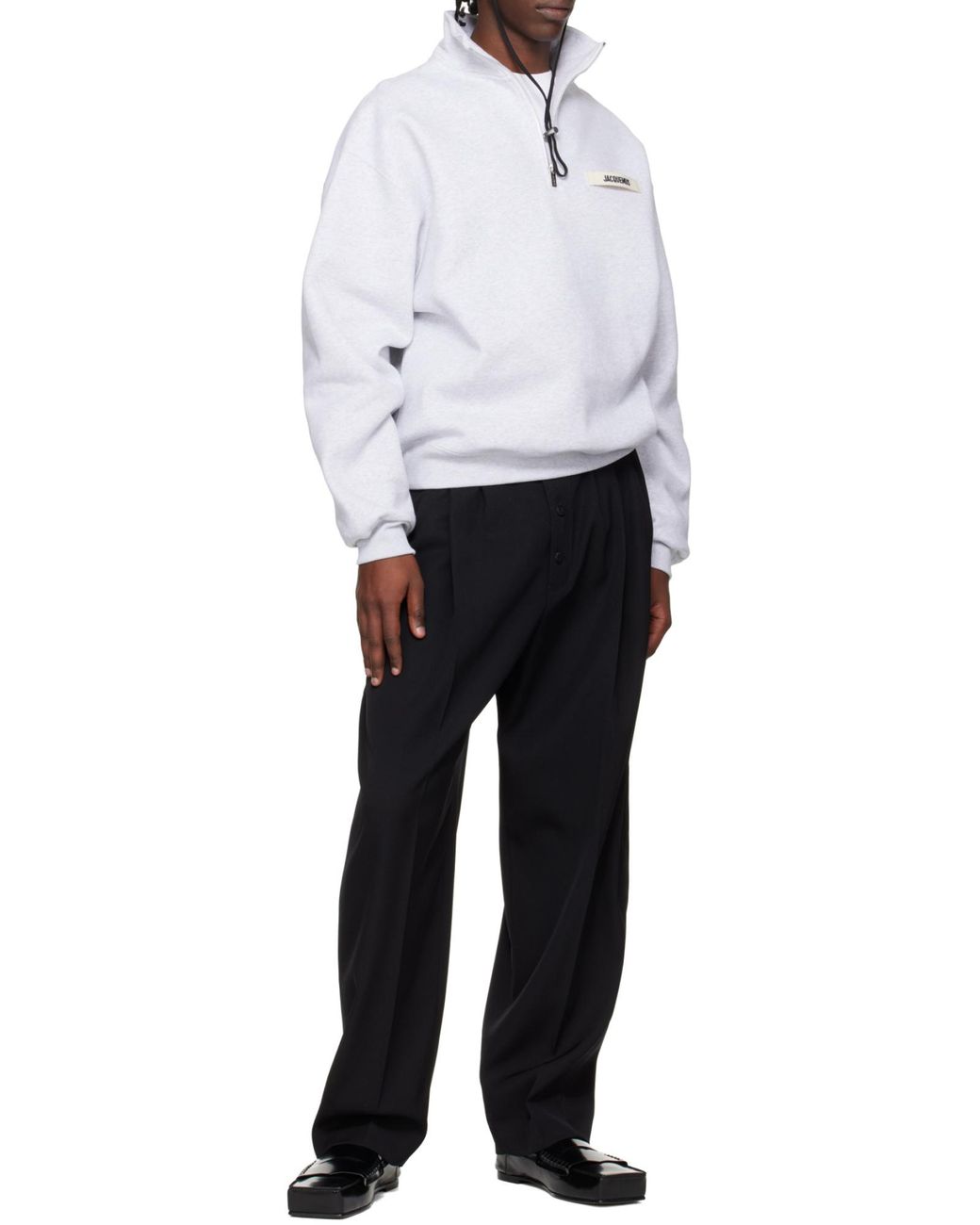 Jacquemus White Logo Patch High-Neck Sweatshirt for men