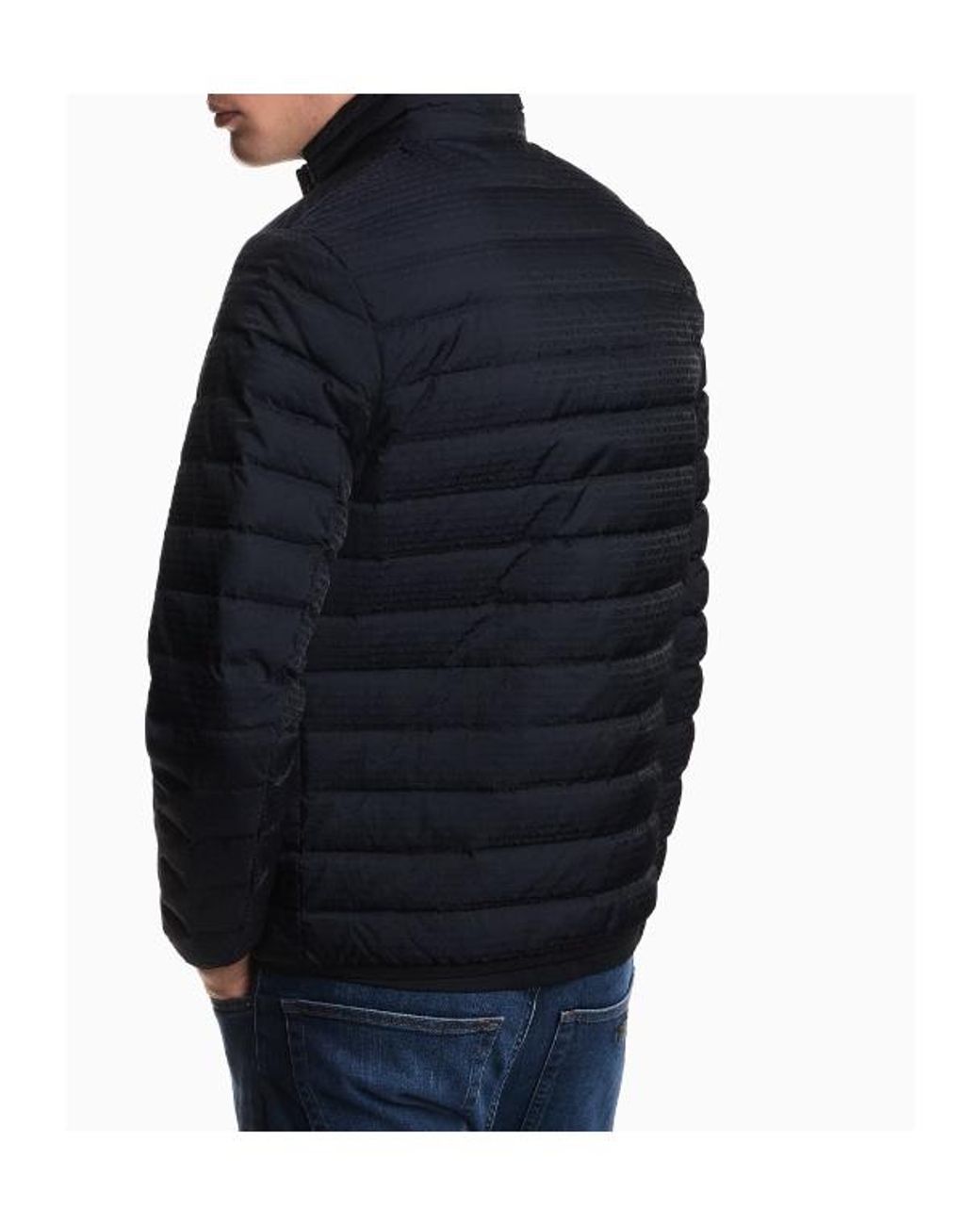 Emporio Armani Blue Logo-Print Zip-Up Down Jacket for men
