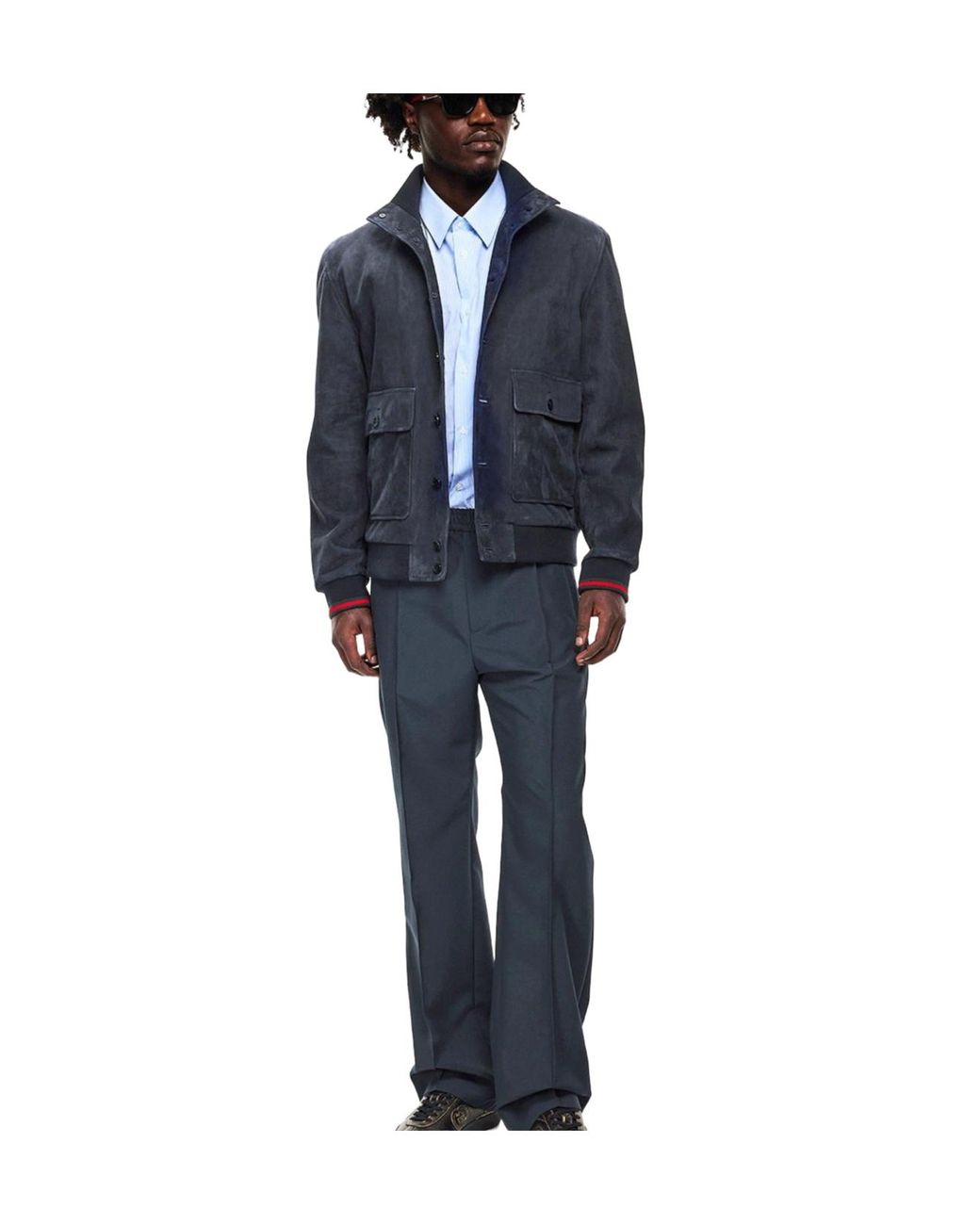 Gucci Blue Drawstring Casual Trousers for men