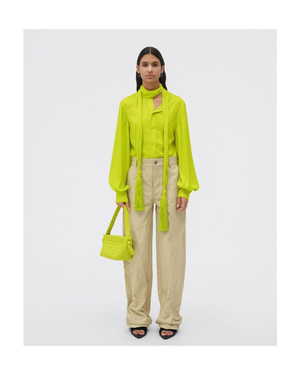 Bottega Veneta Yellow Tie Intrecciato Shoulder Bag