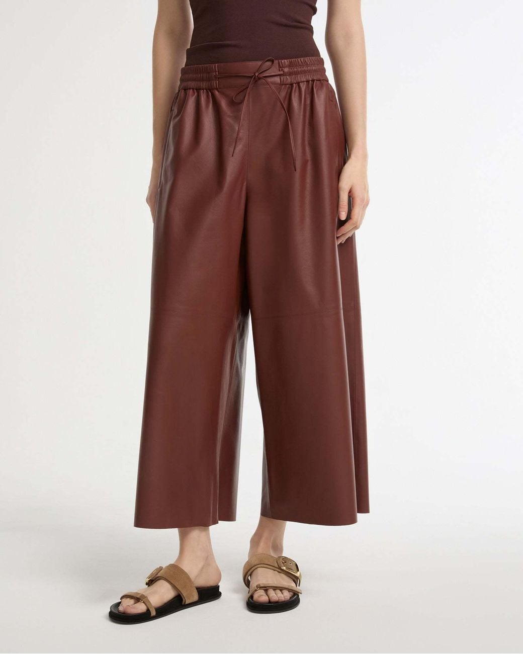 Yves Salomon Purple Drawstring Leather Trousers