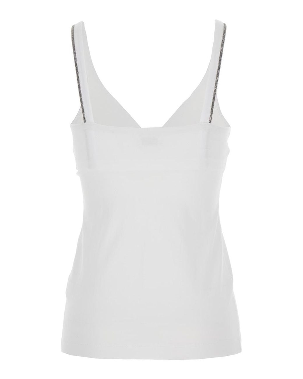 Brunello Cucinelli White Tank Top V-Neck Cotton