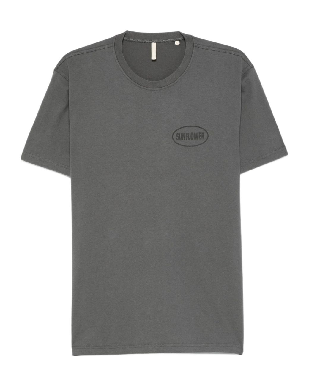 sunflower Gray Crew Neck Logo Print T-Shirt for men