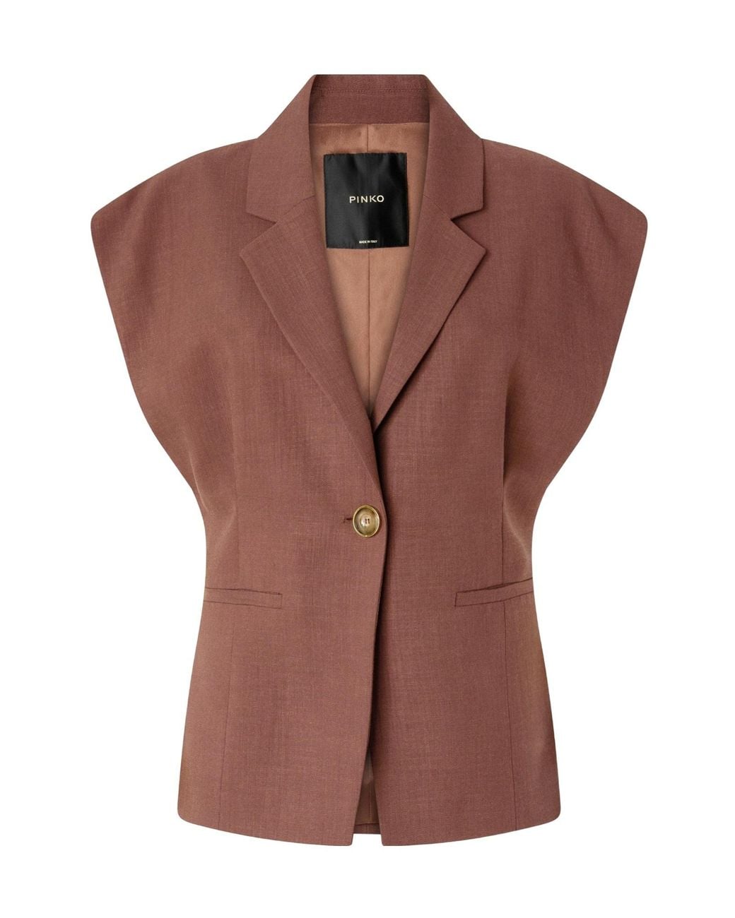 Pinko Brown Single-Breasted Sleeveless Blazer