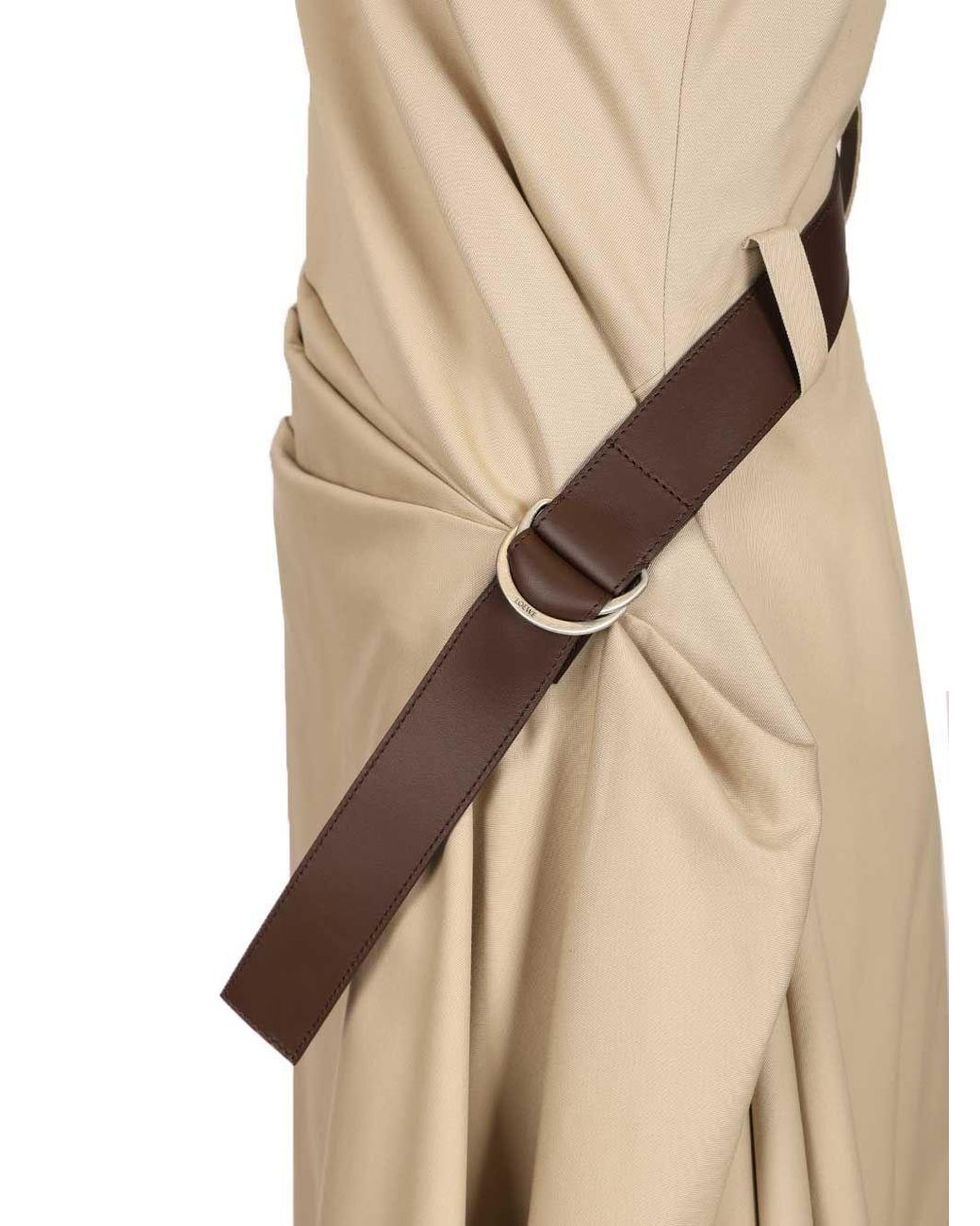 Loewe Natural V-Neck Asymmetric Belted Dress