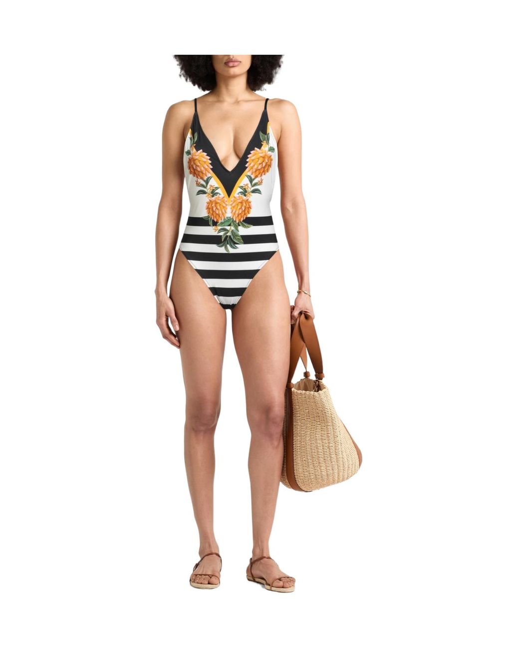 Farm Rio Natural Striped Swimsuit