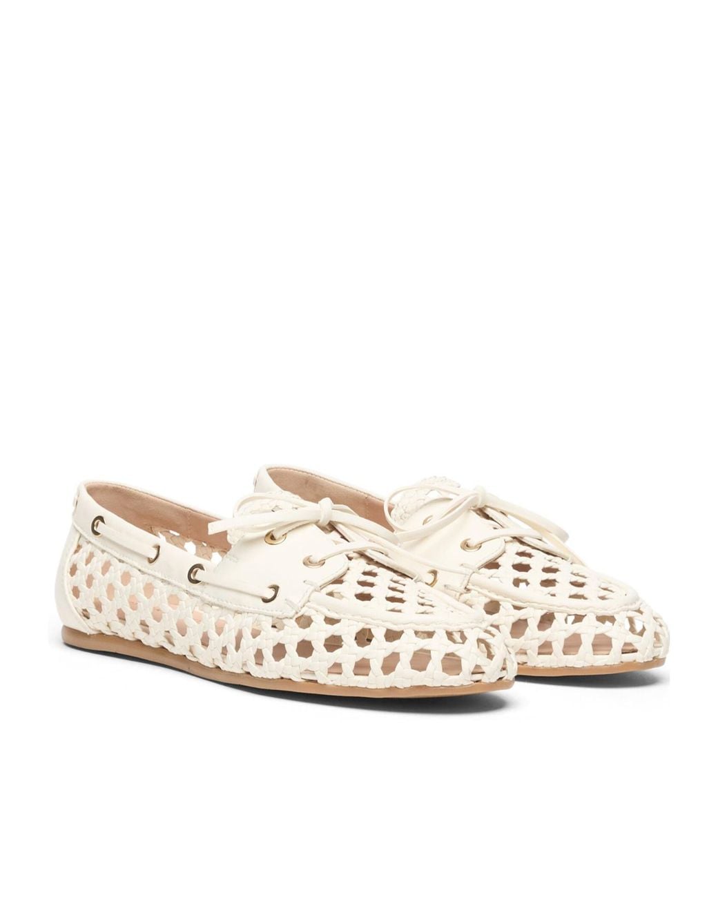 Stuart Weitzman Natural Tinsley Woven Moccasin