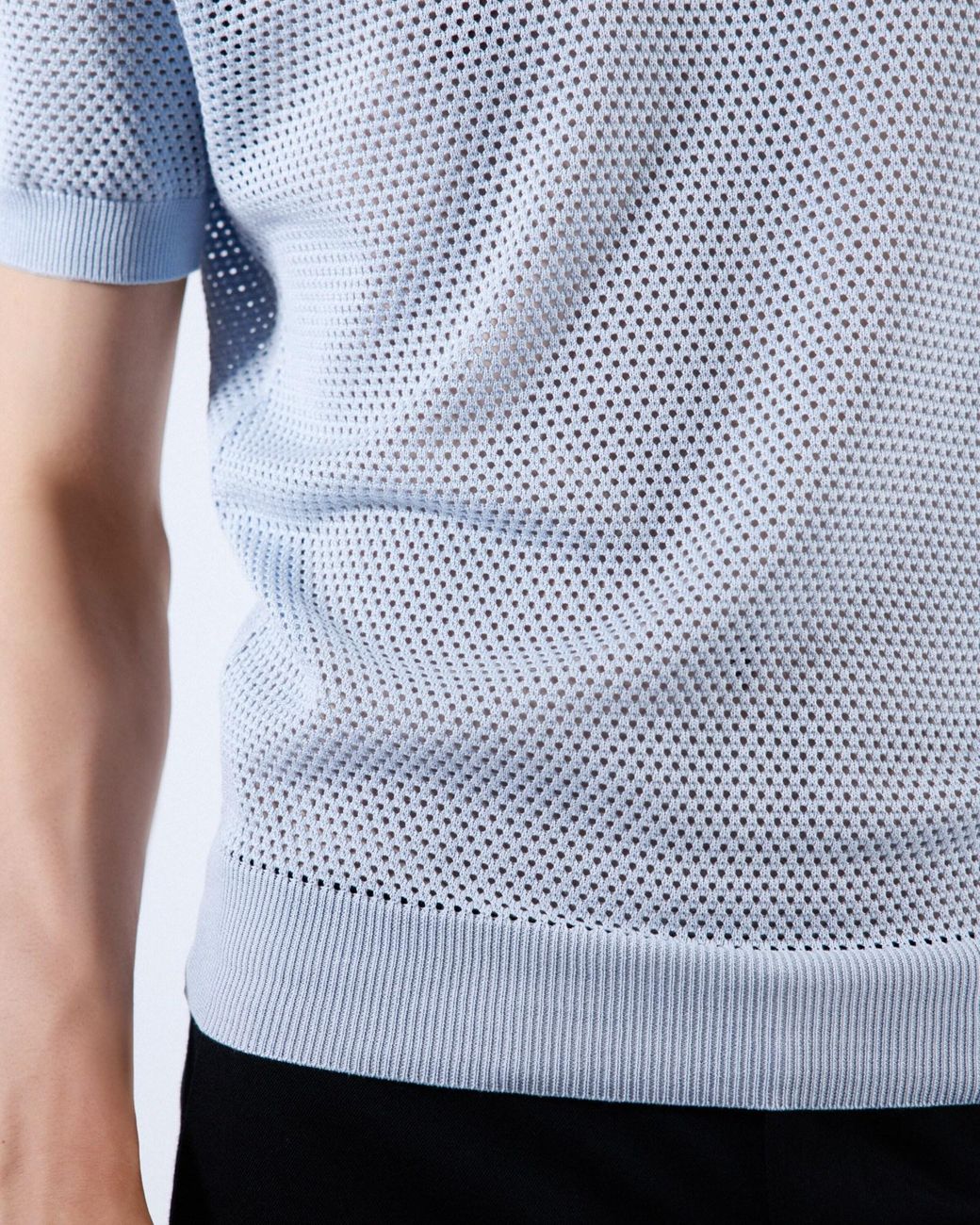Prada Blue Short-Sleeved Crewneck Jumper for men