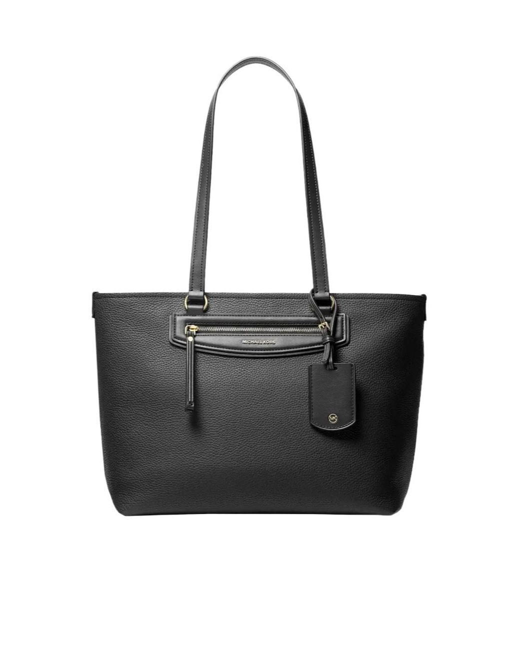 MICHAEL Michael Kors Black Jet Set Travel Medium Pebbled Leather Tote Bag