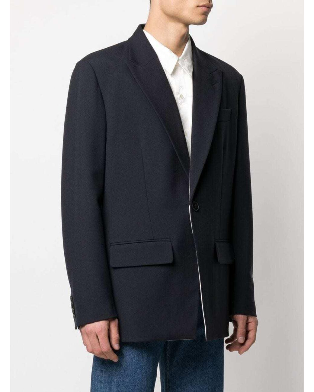 Valentino Blue Single-Breasted Long-Sleeved Blazer for men