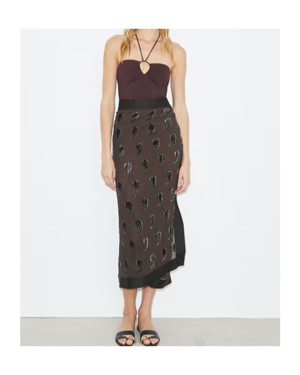 Tory Burch Black Paisley Pareo Skirt