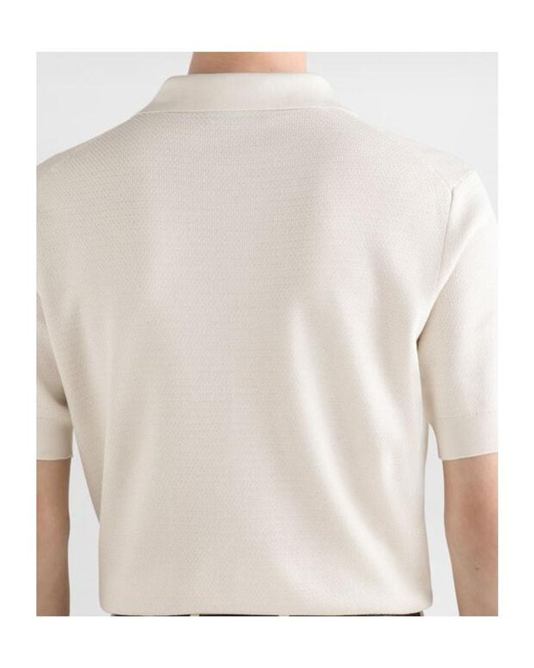 Dolce & Gabbana White Micropunto Knitted Polo Shirt for men