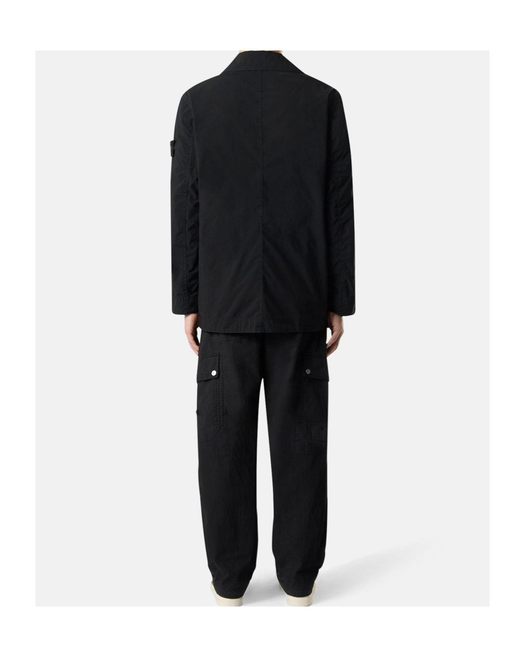 Stone Island Black Short Trench Coat With Matt Appearance And Anti-Drop for men