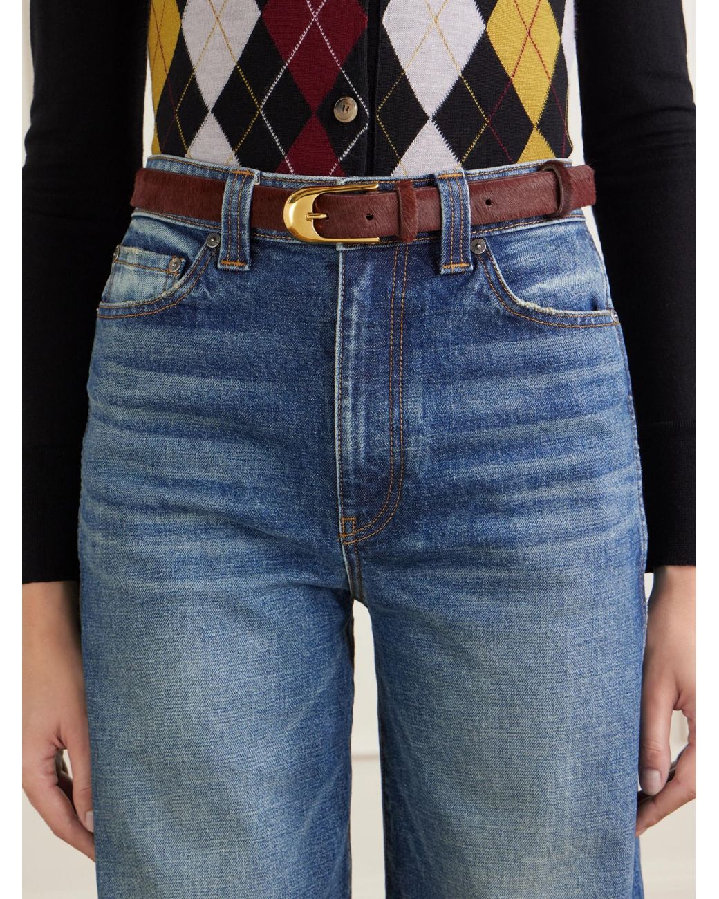 Khaite Brown Dome Leather Belt