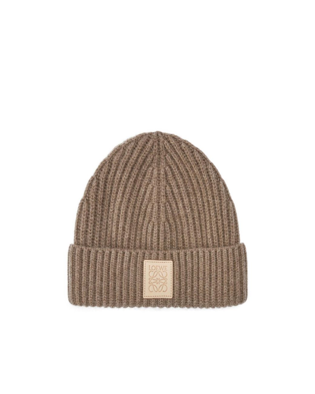 Loewe Brown Logo Patch Knitted Beanie
