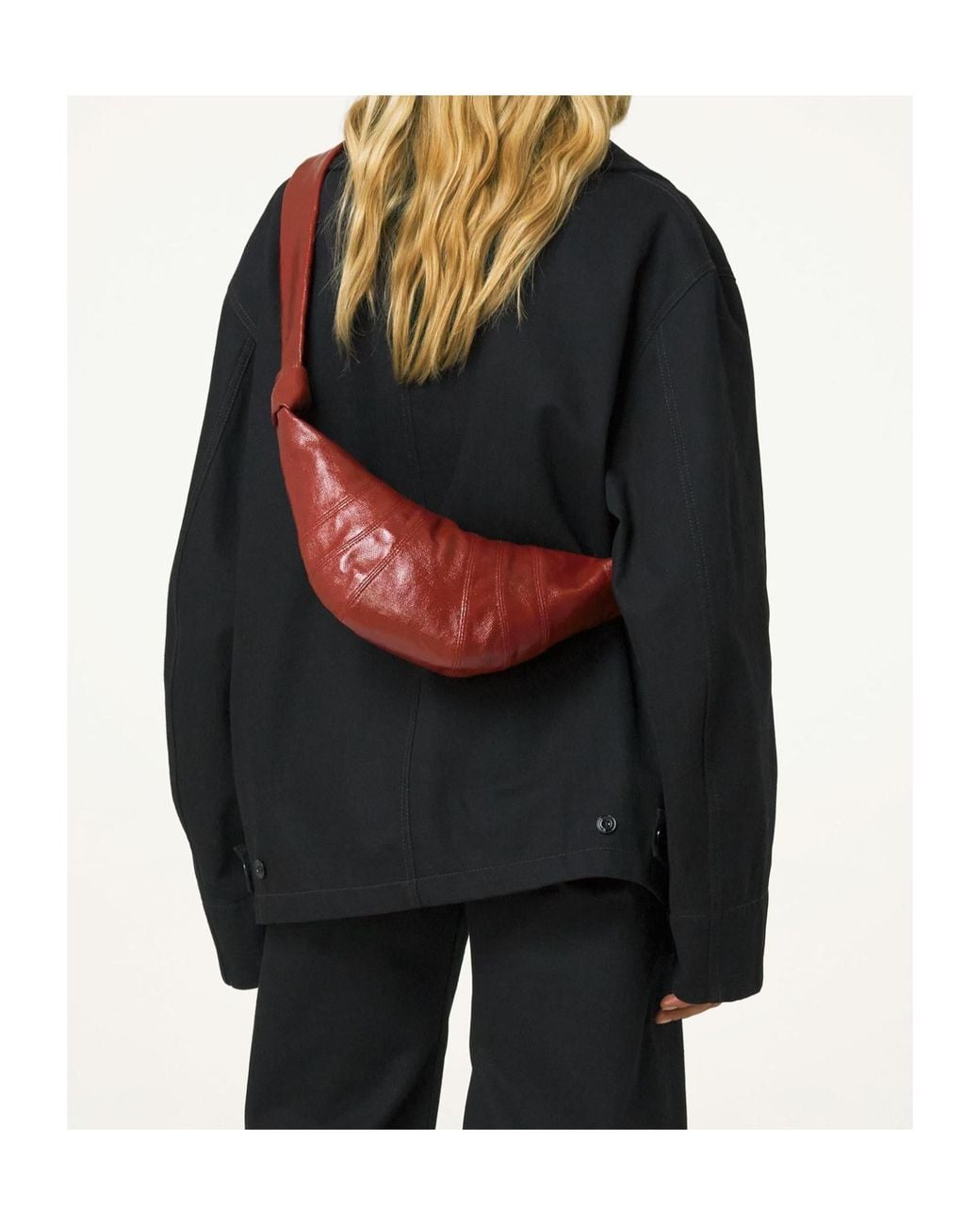 Lemaire Red Small Croissant Cotton Bag for men