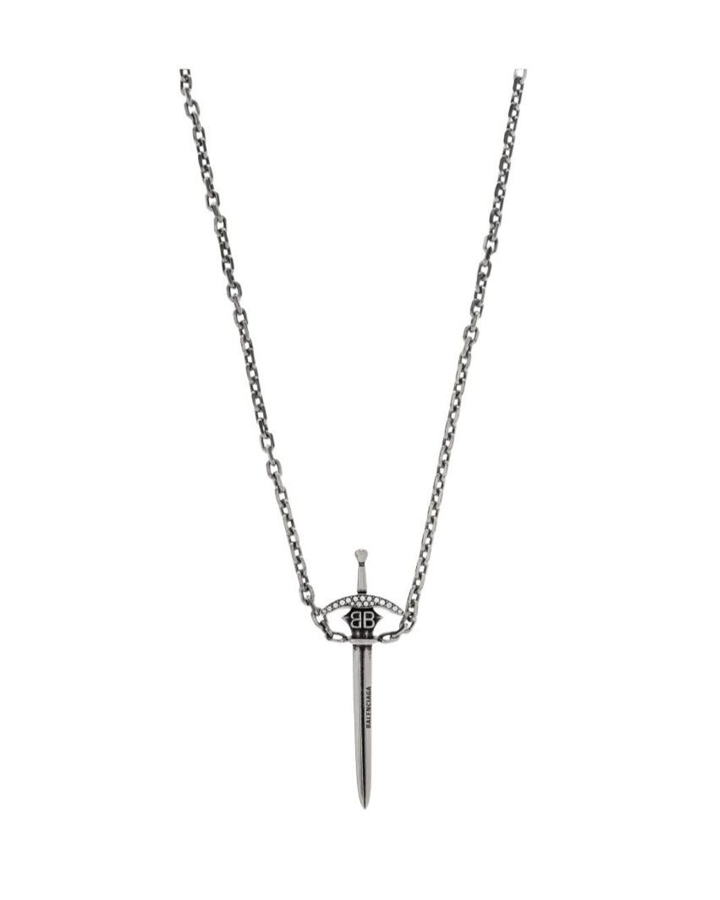 Balenciaga Metallic A Sword Shaped Pendant Necklace for men
