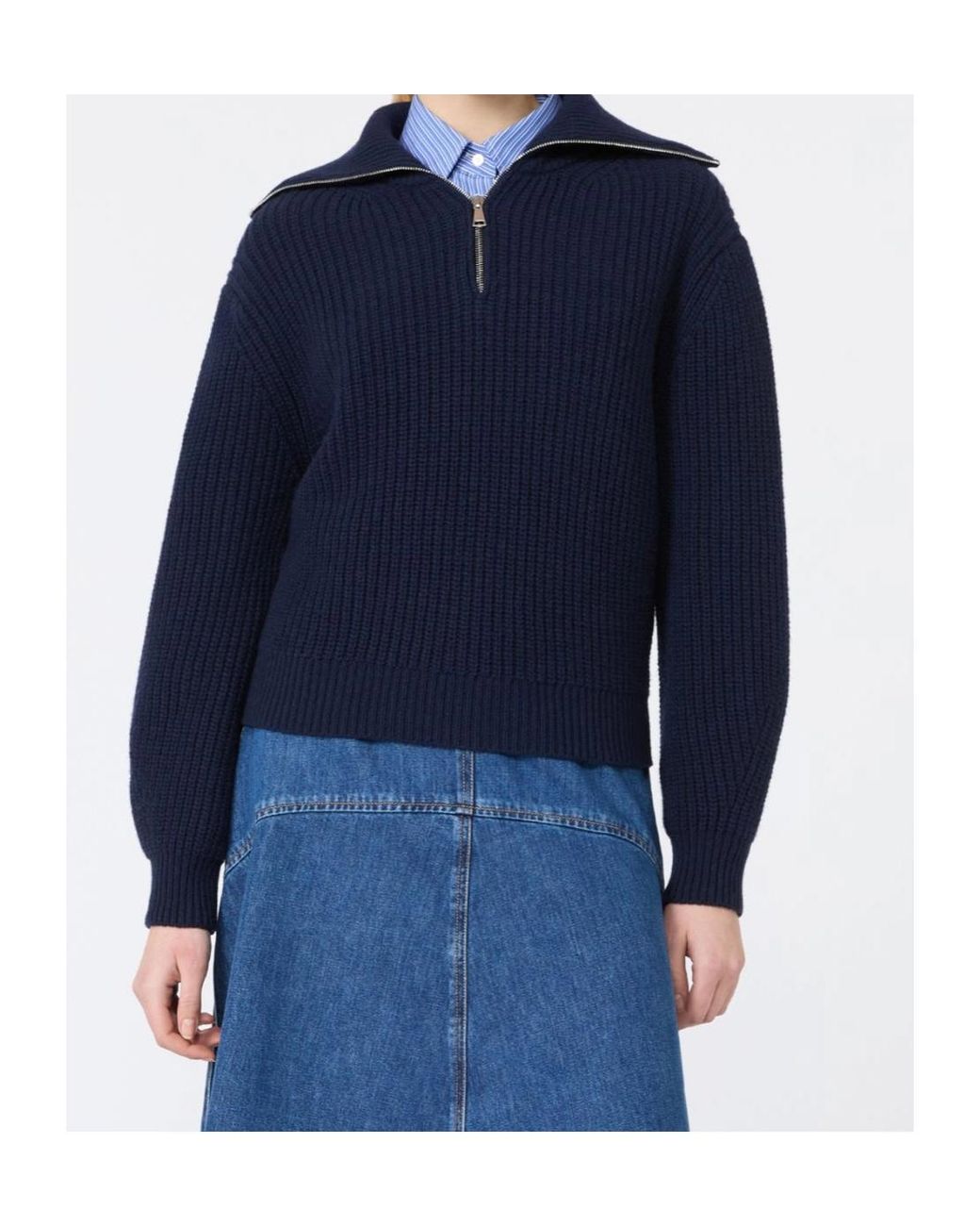 Weekend by Maxmara Blue Wkdlaser Front Zipped Knitted Jumper