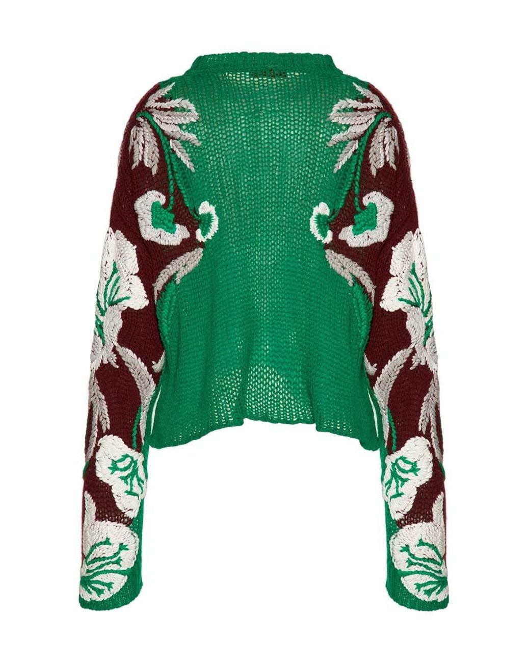 Valentino Green Wool Embroidered Pullover