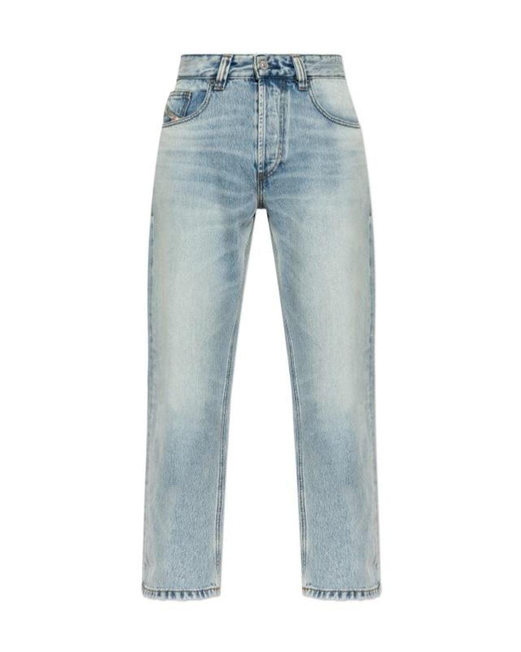 DIESEL Blue Logo Patch Straight Leg Jeans for men