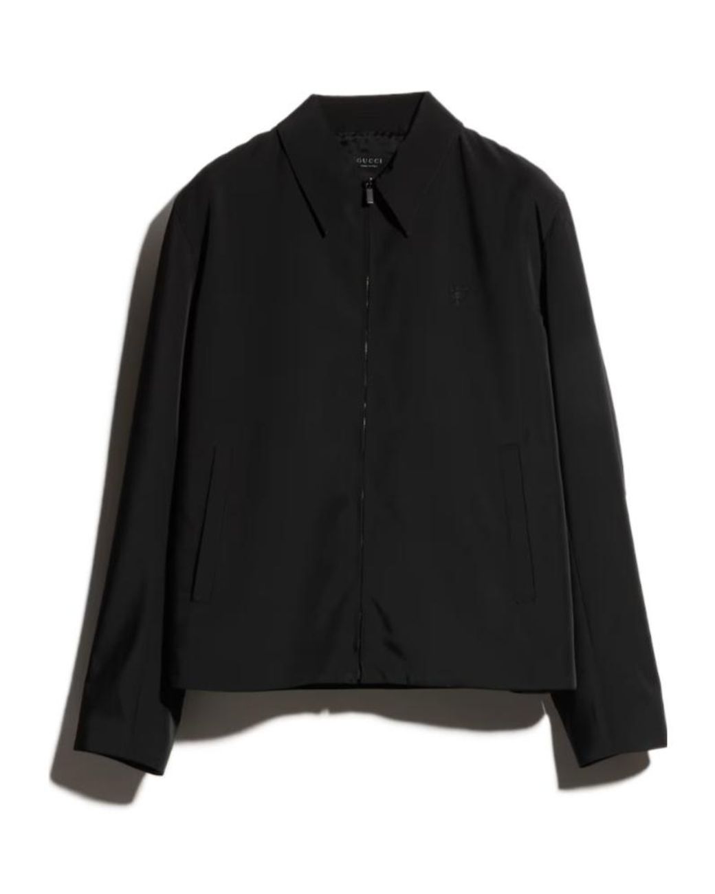 Gucci Black Stretch Polyester Zip Jacket With Embroidery for men