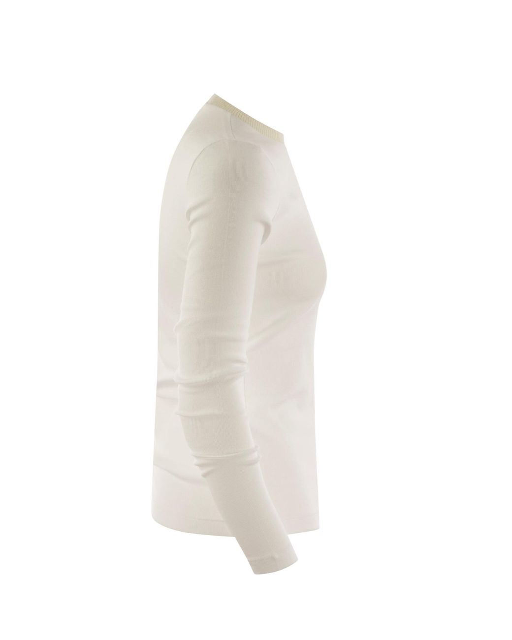 Fabiana Filippi White Long Sleeved Crewneck Ribbed T-Shirt