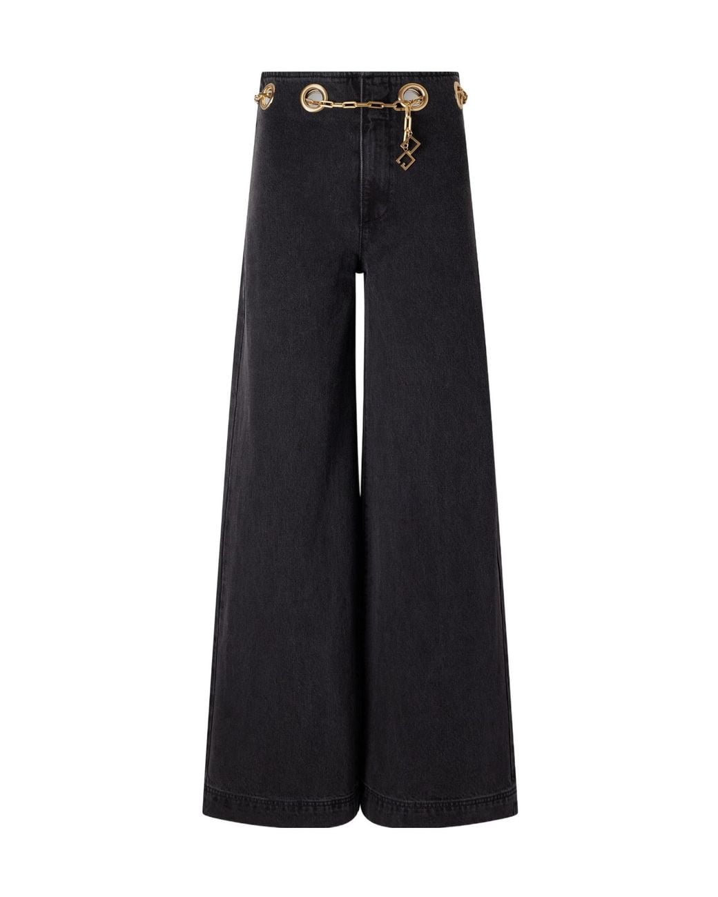 Cult Gaia Black Embellished Low-Rise Flared Jeans