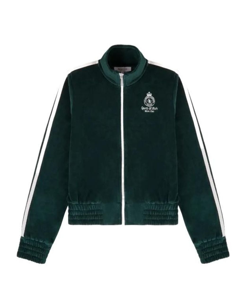 Sporty & Rich Green Zip-Up Striped Sweater