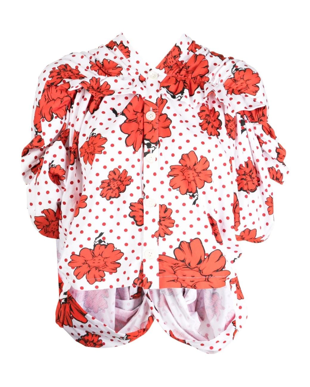 Comme des Garçons Red X Shun Sudo Printed Ruffle-Detail Shirt