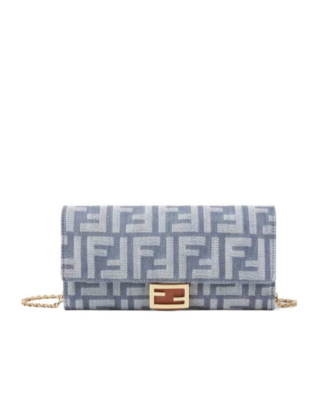 Fendi Gray Continental With Chain Baguette Wallet