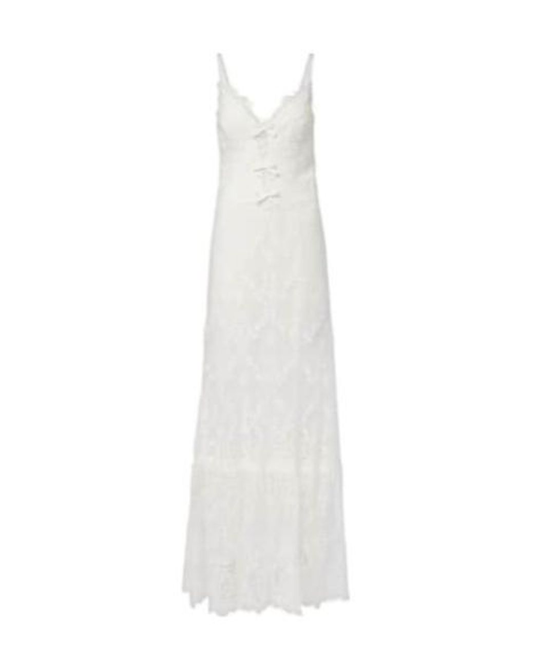 Elie Saab White Cotton-Blend Lace Gown