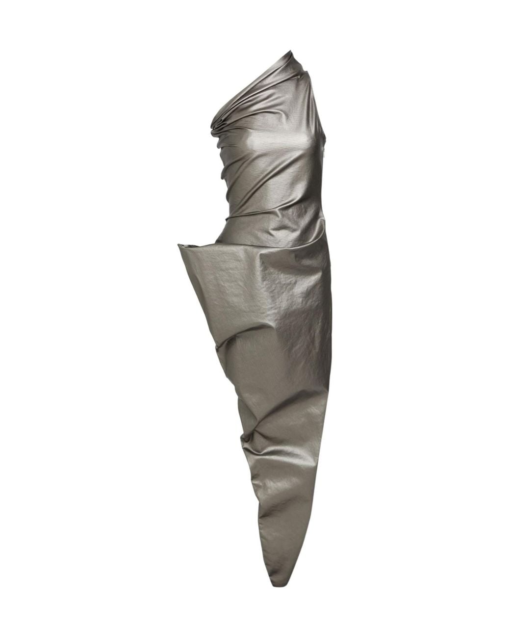 Rick Owens Gray Maxi Dress Cotton, Elastomultiester, Rubber