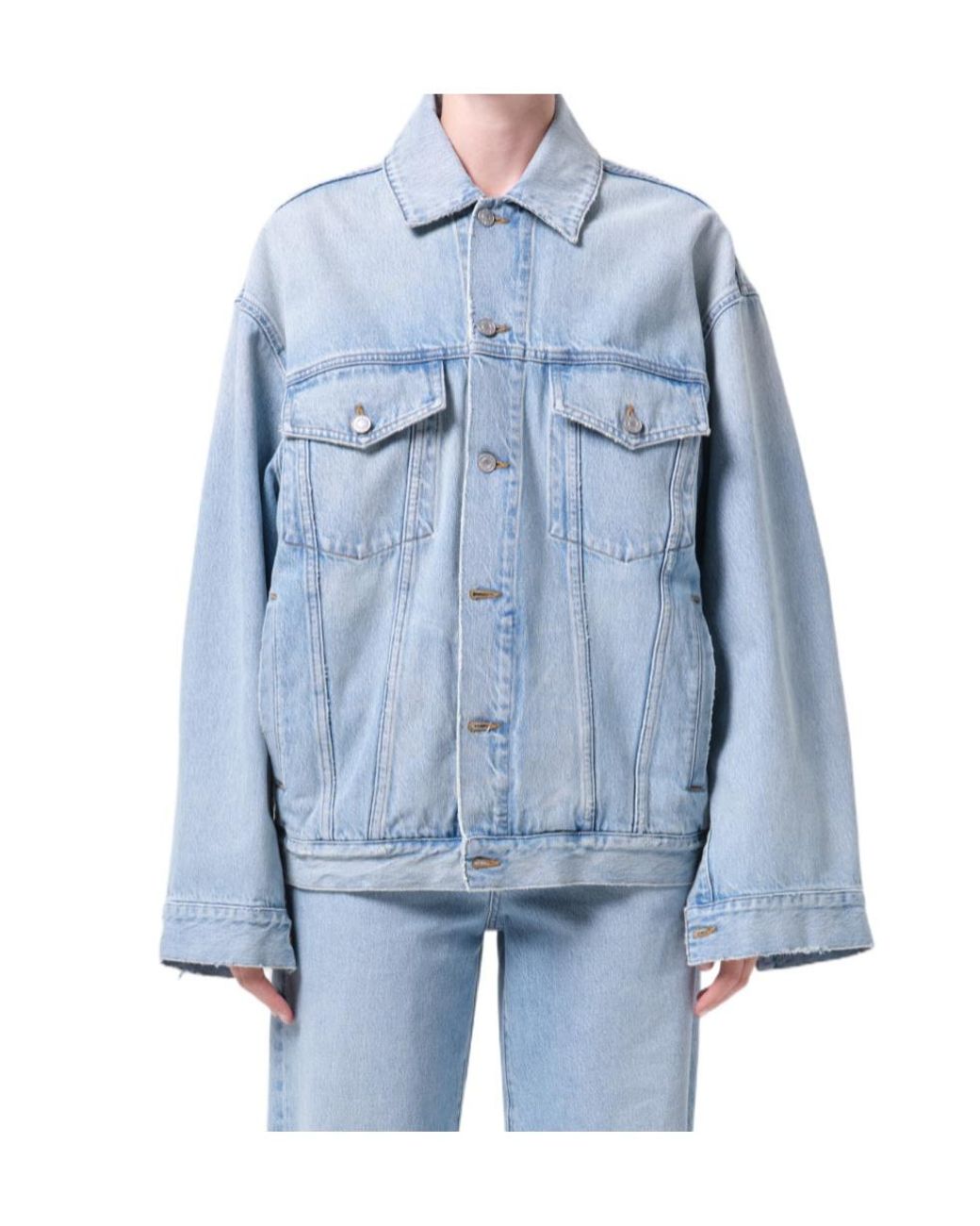 Agolde Blue Button-Up Denim Jacket