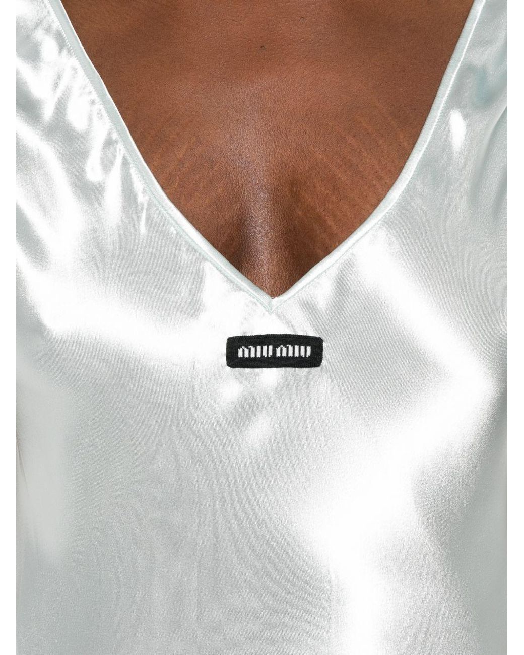 Miu Miu White V-Neck Sleeveless Maxi Dress