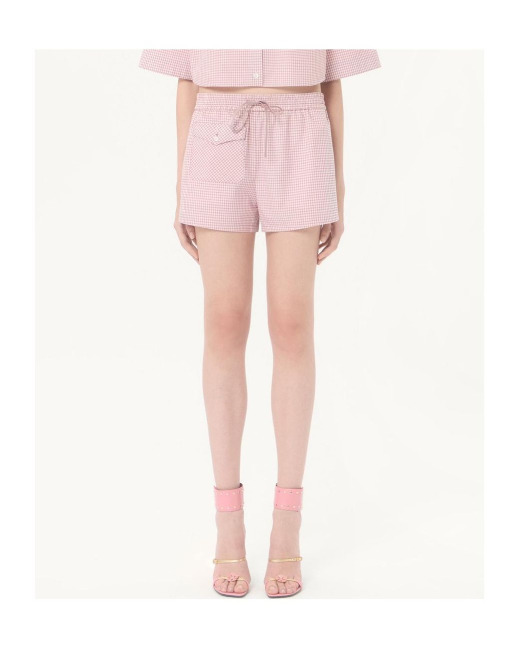 Valentino Pink Check Pattern Shorts