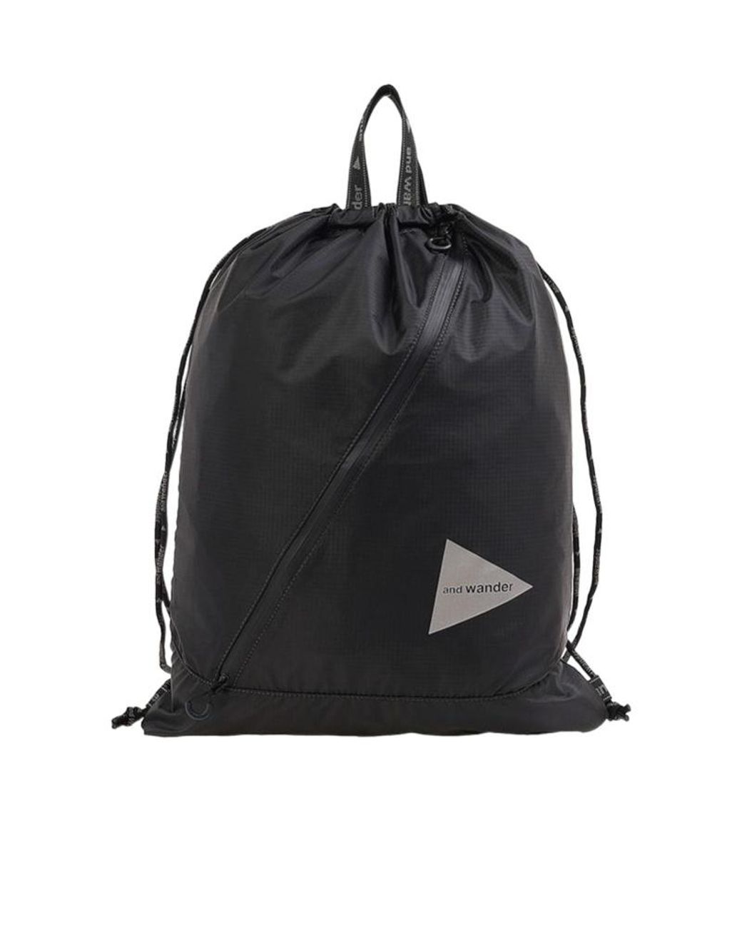 And Wander Black Drawstring Tote Bag for men