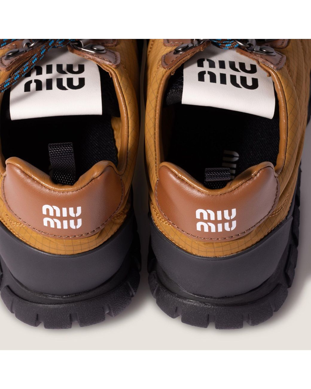 Miu Miu Blue Tyre Technical Fabric And Leather Sneakers