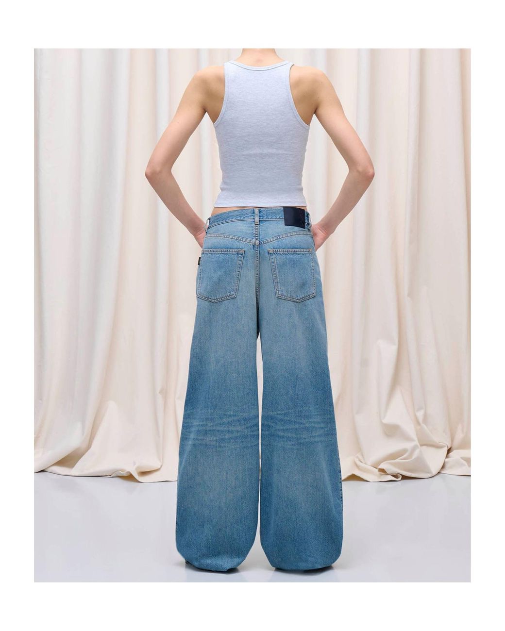 Haikure Blue Candy Pleat Detailed Wide-Leg Jeans