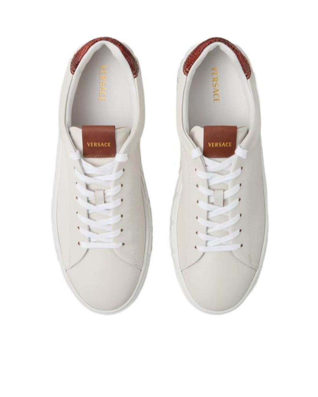 Versace White Greca Lace-Up Sneakers for men