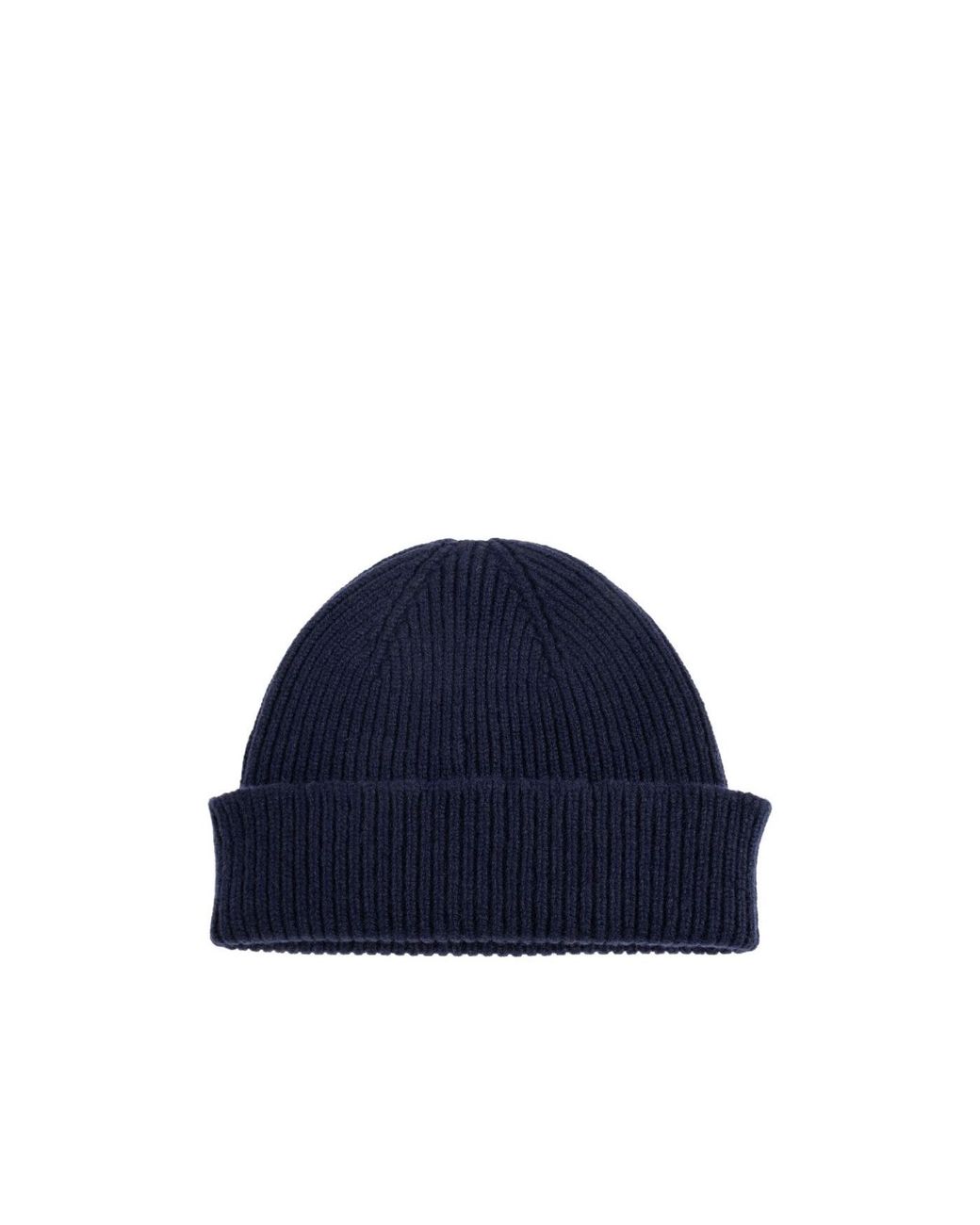 Paul Smith Blue Logo Patch Ribbed Beanie Hat for men
